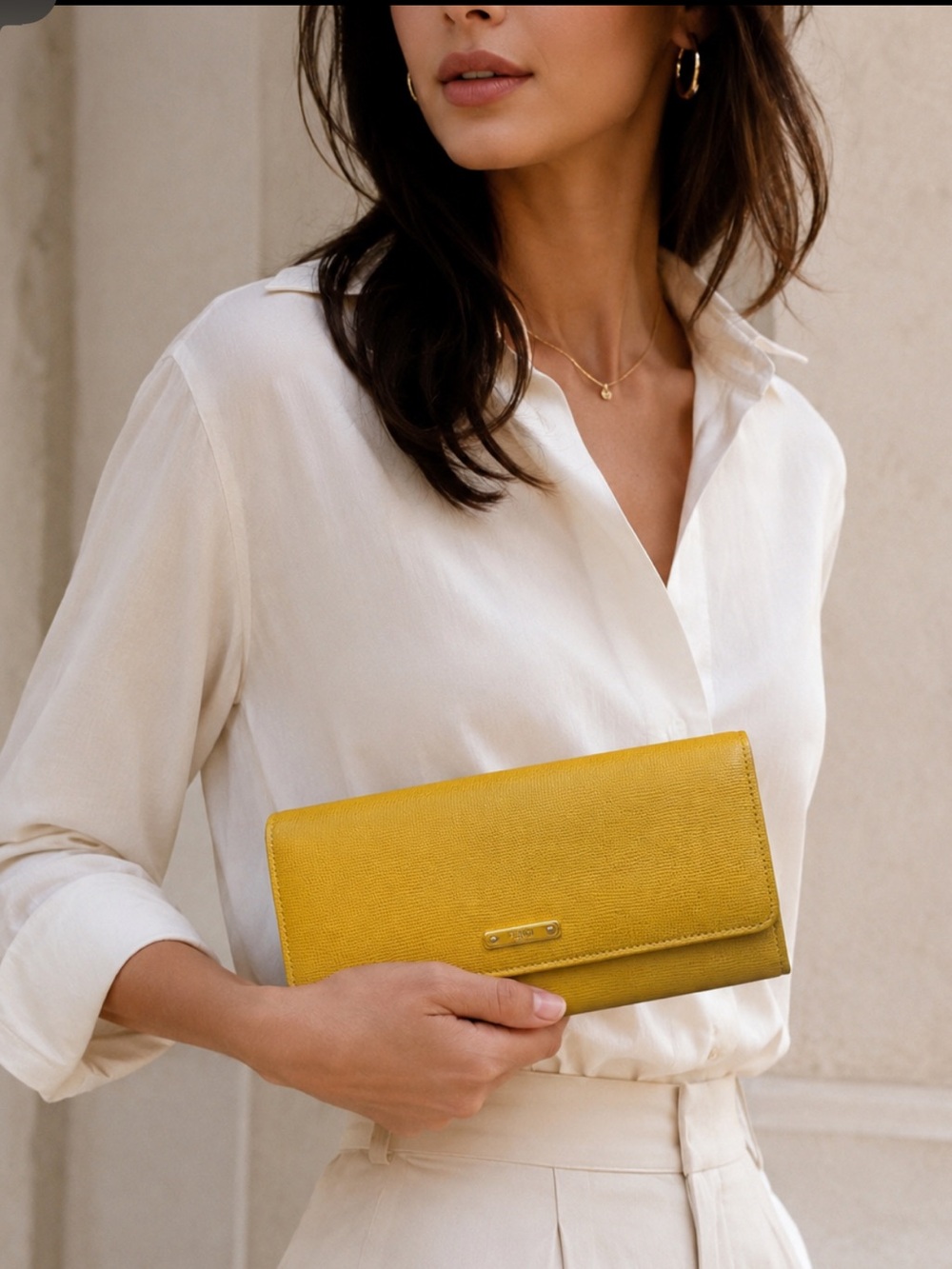 Fendi Yellow Saffiano Leather Continental Wallet EUC